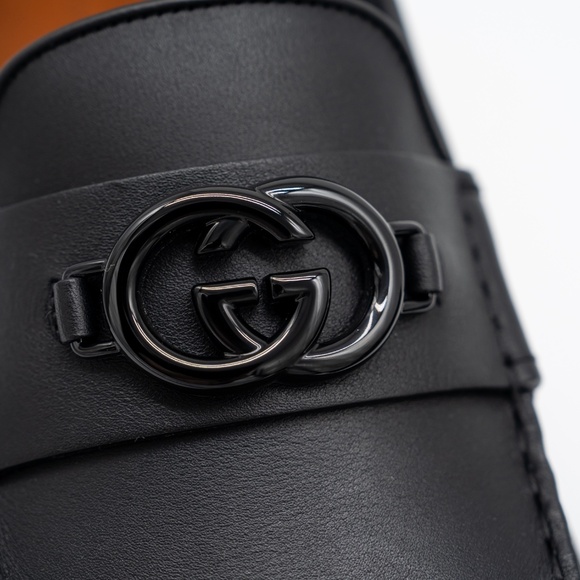 size 13G 13.5 US Gucci GG Leather Moccasin Driver Black Loafers main image 10